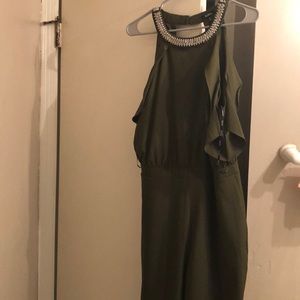 Green off shoulder jumpsuit